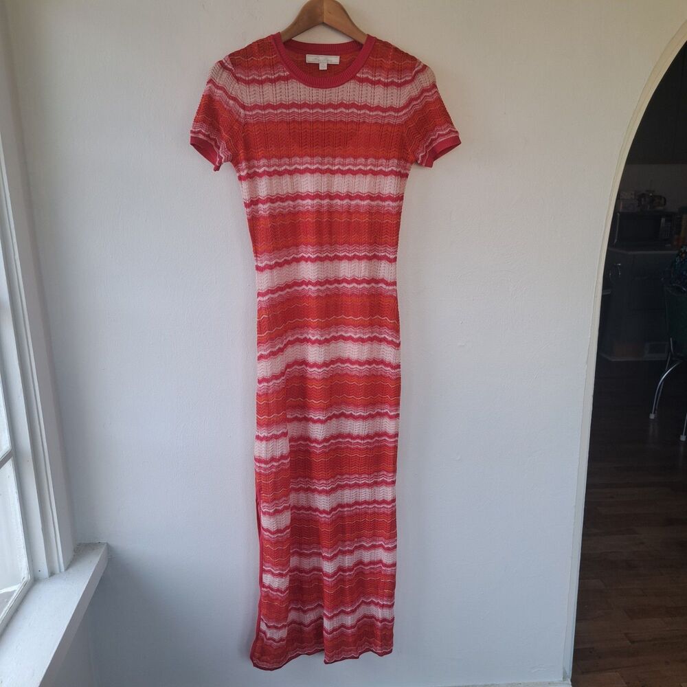 Brooks Brothers Small Striped Ombre Sweater Midi Dress Womens Pink Orange $258 - Picture 3 of 10